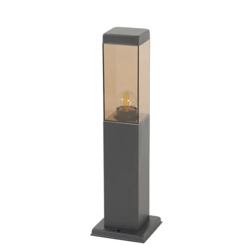 QAZQA Smart buitenlamp paal donkergrijs met smoke 45 cm Incl. Wifi - Malios