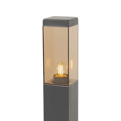 QAZQA Smart buitenlamp paal donkergrijs met smoke 45 cm Incl. Wifi - Malios