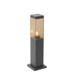 QAZQA Smart buitenlamp paal donkergrijs met smoke 45 cm Incl. Wifi - Malios