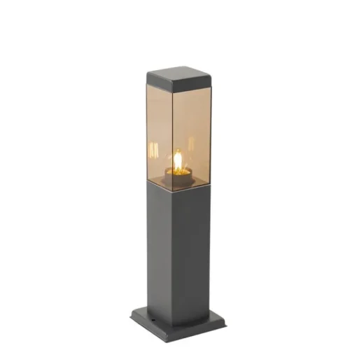 QAZQA Smart buitenlamp paal donkergrijs met smoke 45 cm Incl. Wifi - Malios