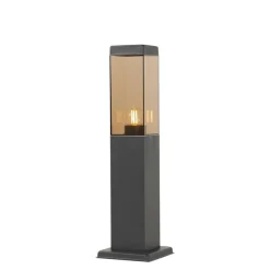 QAZQA Smart buitenlamp paal donkergrijs met smoke 45 cm Incl. Wifi - Malios