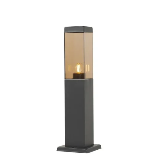 QAZQA Smart buitenlamp paal donkergrijs met smoke 45 cm Incl. Wifi - Malios
