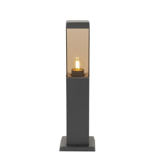 QAZQA Smart buitenlamp paal donkergrijs met smoke 45 cm Incl. Wifi - Malios