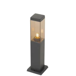 QAZQA Smart buitenlamp paal donkergrijs met smoke 45 cm Incl. Wifi - Malios