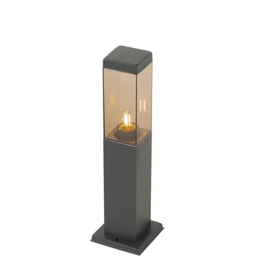 QAZQA Smart buitenlamp paal donkergrijs met smoke 45 cm Incl. Wifi - Malios