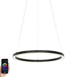 QAZQA Smart hanglamp zwart 60 cm incl. LED en RGBW  - Girello