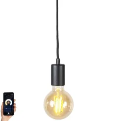 QAZQA Smart hanglamp zwart incl. Wifi G95 - Facil