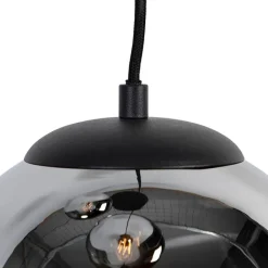 QAZQA Smart hanglamp zwart met smoke glas 3-lichts incl. Wifi ST64 - Pallon