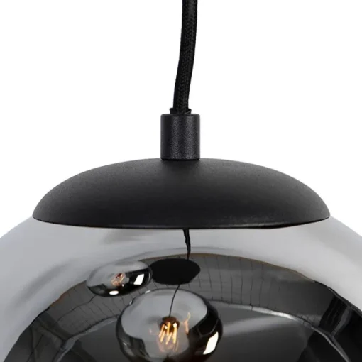 QAZQA Smart hanglamp zwart met smoke glas 3-lichts incl. Wifi ST64 - Pallon