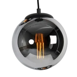 QAZQA Smart hanglamp zwart met smoke glas 3-lichts incl. Wifi ST64 - Pallon