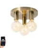 QAZQA Smart plafondlamp brons rond incl. 3 Wifi G95 - Facil