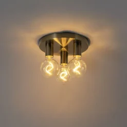QAZQA Smart plafondlamp brons rond incl. 3 Wifi G95 - Facil