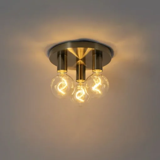 QAZQA Smart plafondlamp brons rond incl. 3 Wifi G95 - Facil