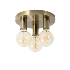 QAZQA Smart plafondlamp brons rond incl. 3 Wifi G95 - Facil