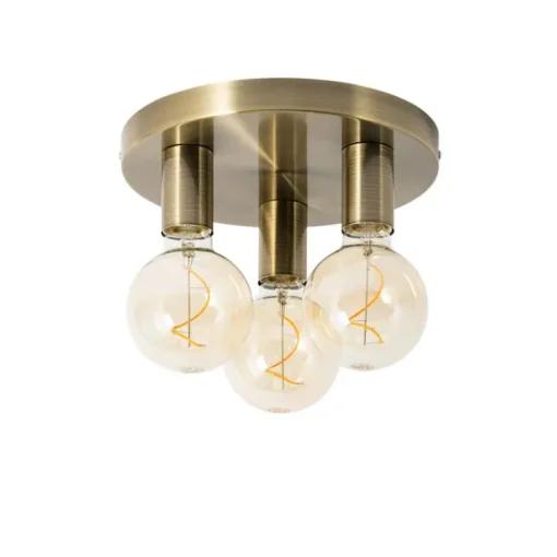 QAZQA Smart plafondlamp brons rond incl. 3 Wifi G95 - Facil