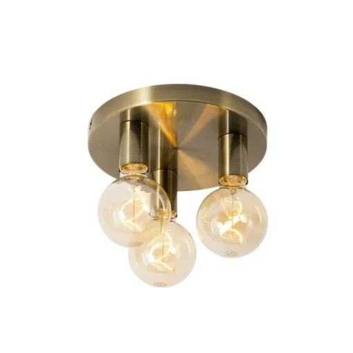 QAZQA Smart plafondlamp brons rond incl. 3 Wifi G95 - Facil