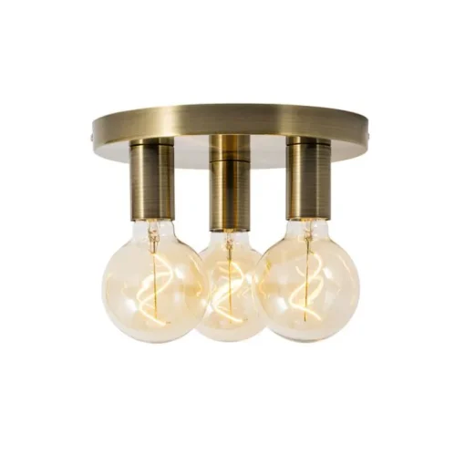 QAZQA Smart plafondlamp brons rond incl. 3 Wifi G95 - Facil