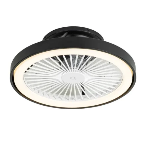 QAZQA Smart plafondventilator zwart 54cm incl. LED dimbaar met afstandsbediening - Dave