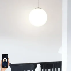 QAZQA Smart Scandinavische hanglamp opaal glas 50cm incl. Wifi A60 - Ball 50