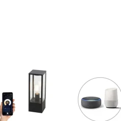 QAZQA Smart staande buitenlamp zwart 40 cm incl. Wifi ST64 - Charlois