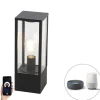 QAZQA Smart staande buitenlamp zwart 40 cm IP44 incl. Wifi ST64 - Charlois