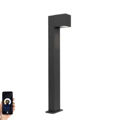 QAZQA Smart staande buitenlamp antraciet 65 cm IP44 incl. Wifi GU10 - Baleno