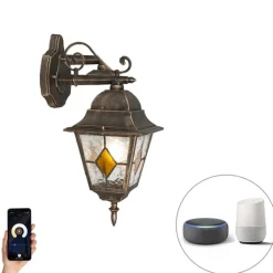 QAZQA Smart vintage buiten wandlantaarn brons incl. Wifi A60 - Antigua