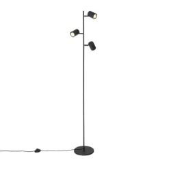 QAZQA Smart vloerlamp zwart 3-lichts incl. 3 Wifi GU10 50mm - Jeana