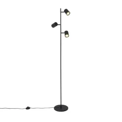 QAZQA Smart vloerlamp zwart 3-lichts incl. 3 Wifi GU10 50mm - Jeana