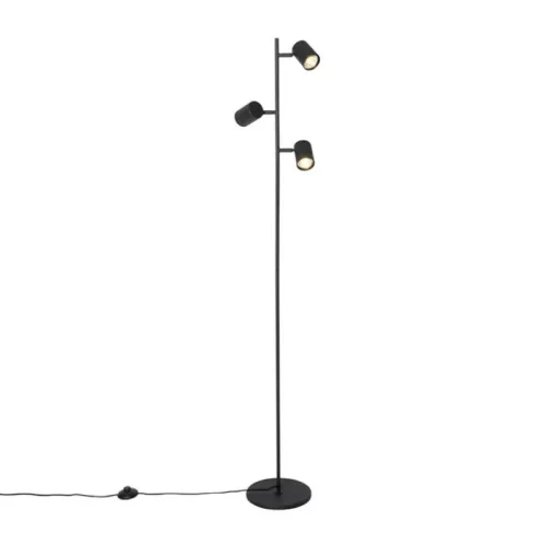 QAZQA Smart vloerlamp zwart 3-lichts incl. 3 Wifi GU10 50mm - Jeana