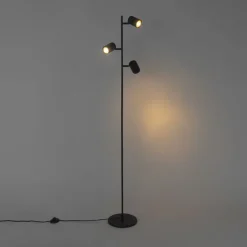 QAZQA Smart vloerlamp zwart 3-lichts incl. 3 Wifi GU10 50mm - Jeana