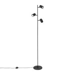 QAZQA Smart vloerlamp zwart 3-lichts incl. 3 Wifi GU10 50mm - Jeana