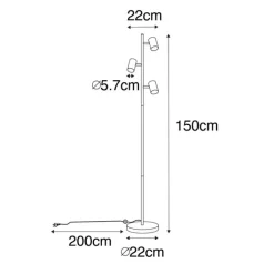 QAZQA Smart vloerlamp zwart 3-lichts incl. 3 Wifi GU10 50mm - Jeana