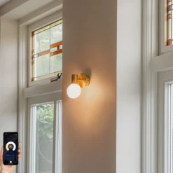 QAZQA Smart wandlamp goud IP44 incl. Wifi G9 - Cederic Up
