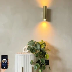 QAZQA Smart wandlamp messing incl. 2 Wifi GU10 - Jeana