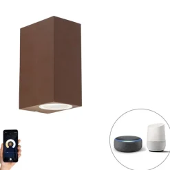 QAZQA Smart wandlamp roestbruin IP44 incl. 2 Wifi GU10 - Baleno