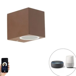 QAZQA Smart wandlamp roestbruin IP44 incl. Wifi GU10 - Baleno