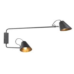 QAZQA Smart wandlamp zwart 2-lichts verstelbaar incl. Wifi A60 - Lune