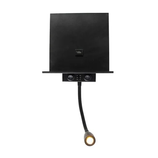 QAZQA Smart wandlamp zwart met USB en flexarm incl. Wifi G9 - Flero