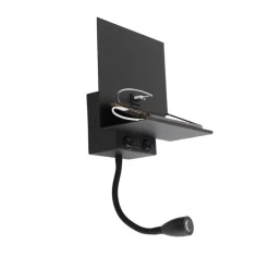 QAZQA Smart wandlamp zwart met USB en flexarm incl. Wifi G9 - Flero