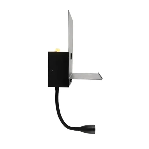 QAZQA Smart wandlamp zwart met USB en flexarm incl. Wifi G9 - Flero