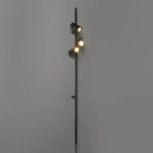 QAZQA Smart Wandlamp zwart met voetschakelaar 3-lichts incl. 3 Wifi GU10 50mm - Jeana Luxe