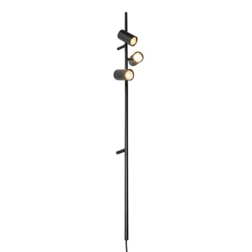 QAZQA Smart Wandlamp zwart met voetschakelaar 3-lichts incl. 3 Wifi GU10 50mm - Jeana Luxe