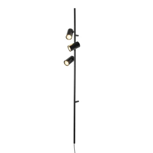 QAZQA Smart Wandlamp zwart met voetschakelaar 3-lichts incl. 3 Wifi GU10 50mm - Jeana Luxe