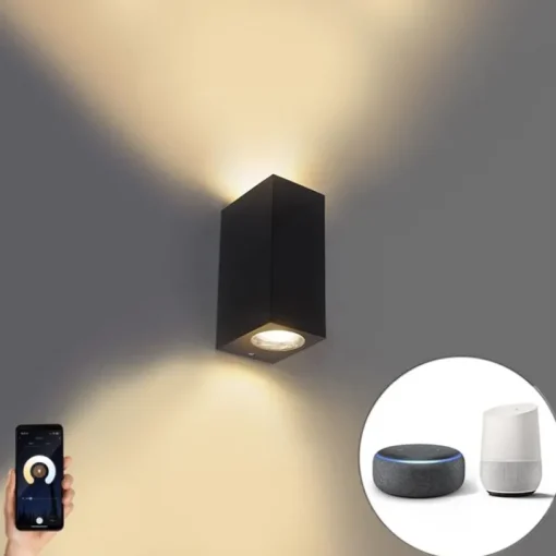 QAZQA Smart wandlamp zwart van kunststof incl. 2 Wifi GU10 - Baleno