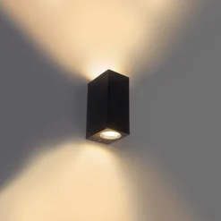 QAZQA Smart wandlamp zwart van kunststof incl. 2 Wifi GU10 - Baleno