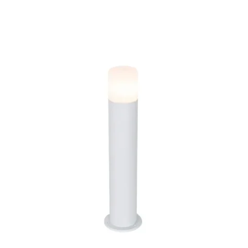 QAZQA Staande buitenlamp wit met opaal witte kap 50 cm - Odense