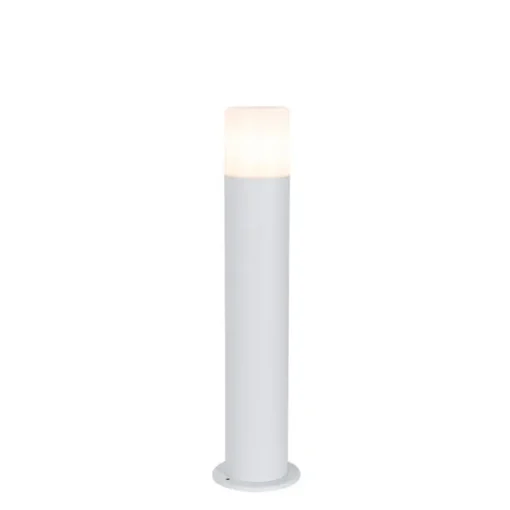 QAZQA Staande buitenlamp wit met opaal witte kap 50 cm - Odense