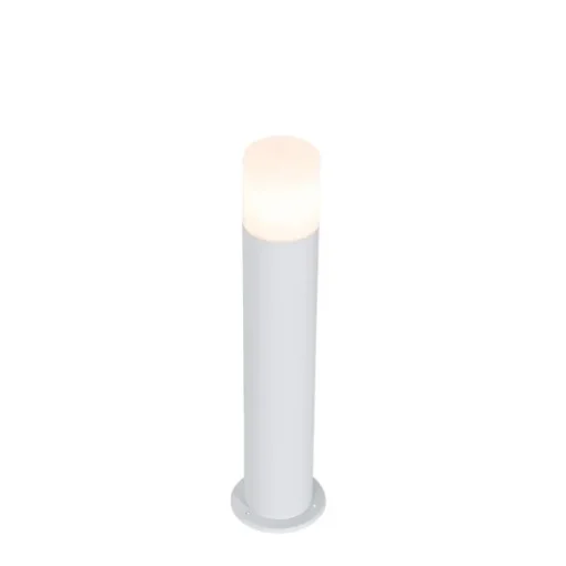 QAZQA Staande buitenlamp wit met opaal witte kap 50 cm - Odense