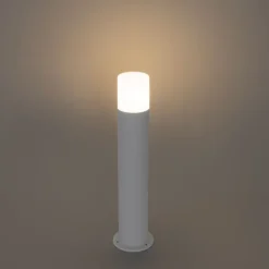 QAZQA Staande buitenlamp wit met opaal witte kap 50 cm - Odense